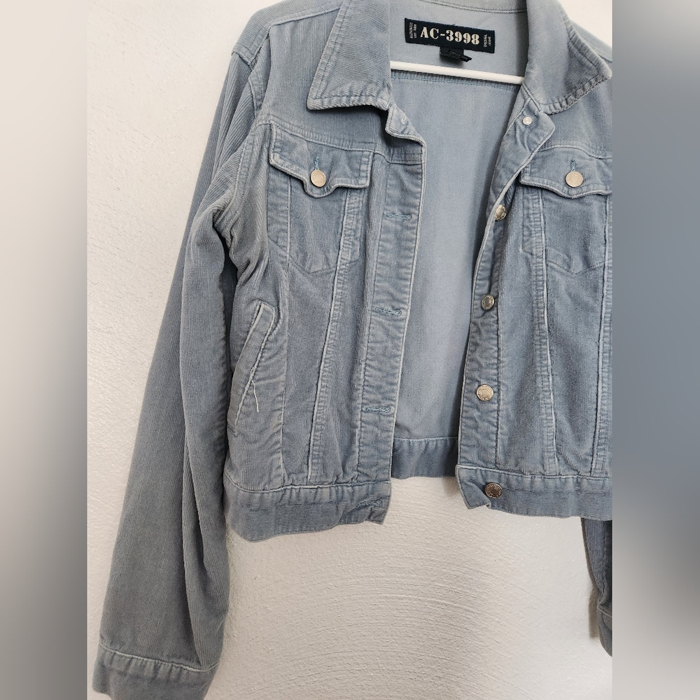 Women's Corduroy Jacket Light Blue Large - Picture 2 of 4